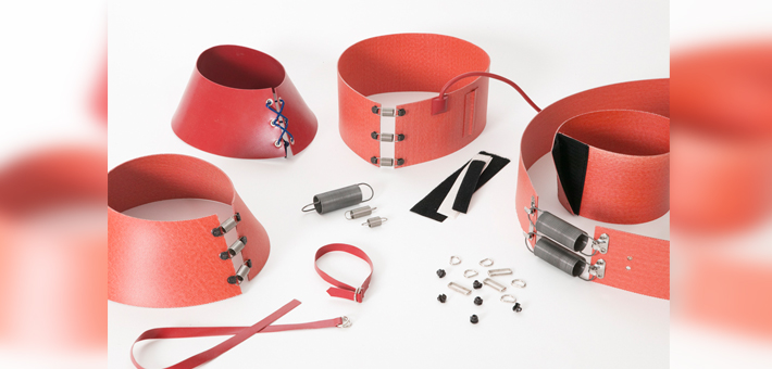 Diverse zylindrische und konische Silikon-Heizbänder