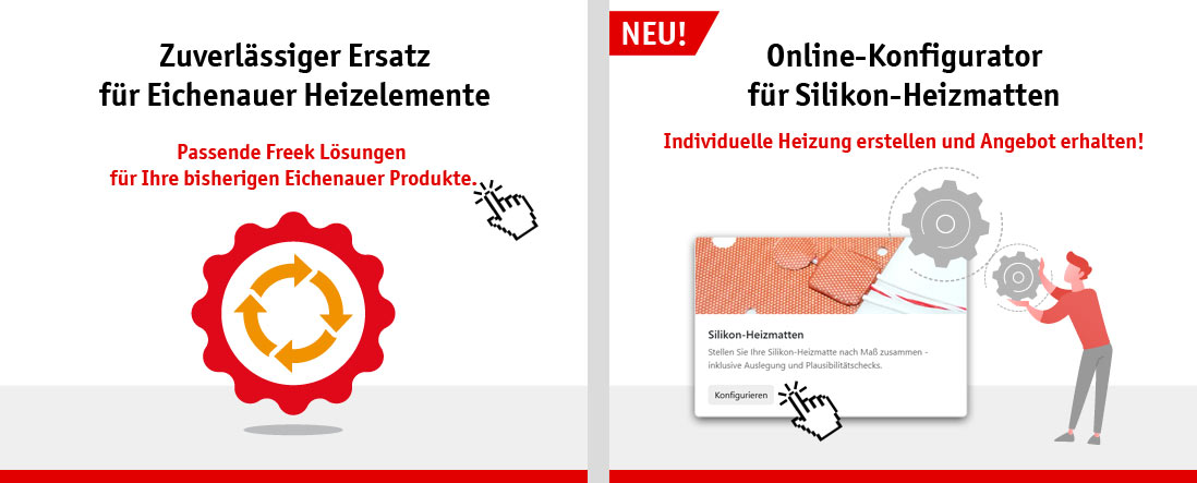 Zuverlässiger Ersatz für Eichenauer Heizelemente - Passende Freek Lösungen für Ihre bisherigen Eichenauer Produkte | Online-Konfigurator für Silikon-Heizmatten - Individuelle Heizung erstellen und Angebot erhalten
